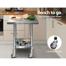 Load image into Gallery viewer, 762 x 762mm Commercial Stainless Steel Kitchen Bench with 4pcs Castor Wheels