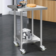 Load image into Gallery viewer, 762 x 762mm Commercial Stainless Steel Kitchen Bench with 4pcs Castor Wheels