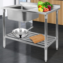 Load image into Gallery viewer, 100x60cm Commercial Stainless Steel Sink Kitchen Bench