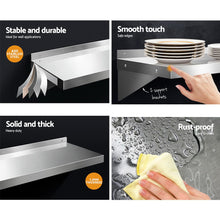 Load image into Gallery viewer, Cefito 900mm Stainless Steel Wall Shelf Kitchen Shelves Rack Mounted Display Shelving