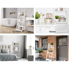 Load image into Gallery viewer, 3 Tier Wooden Book Shelves Ladder Stand White