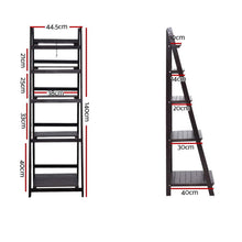 Load image into Gallery viewer, 5 Tier Wooden Ladder Stand Book Shelves - Coffee