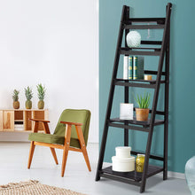 Load image into Gallery viewer, 5 Tier Wooden Ladder Stand Book Shelves - Coffee
