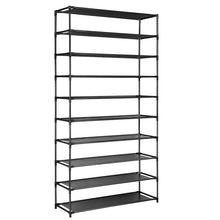 Load image into Gallery viewer, Artiss Shoe Rack 10-Tier (50 Pair) Shoes Organiser DIY Stackable Organizer Storage Shelf Stand Holder Portable Wardrobe Black