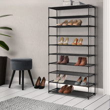Load image into Gallery viewer, Artiss Shoe Rack 10-Tier (50 Pair) Shoes Organiser DIY Stackable Organizer Storage Shelf Stand Holder Portable Wardrobe Black