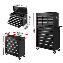 Load image into Gallery viewer, Giantz 15 Drawers Tool Box Chest Trolley Cabinet Garage Storage Boxes Organizer Black