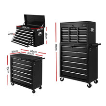 Load image into Gallery viewer, Giantz Tool Box Chest Trolley 16 Drawers Cabinet Cart Garage Toolbox Black