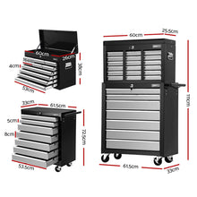 Load image into Gallery viewer, Giantz 17 Drawers Tool Box Trolley Chest Cabinet Cart Garage Mechanic Toolbox Black and Grey