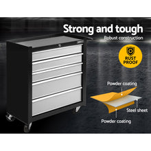 Load image into Gallery viewer, Giantz 5 Drawer Mechanic Tool Box Cabinet Storage Trolley - Black & Grey