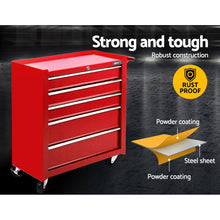 Load image into Gallery viewer, Giantz 5 Drawer Mechanic Tool Box Cabinet Storage Trolley - Red