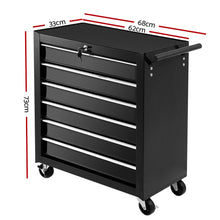 Load image into Gallery viewer, Giantz Tool Box Trolley Chest Cabinet 6 Drawers Cart Garage Toolbox Set Black