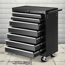 Load image into Gallery viewer, Giantz Tool Chest and Trolley Box Cabinet 7 Drawers Cart Garage Storage Black