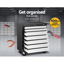 Load image into Gallery viewer, Giantz Tool Chest and Trolley Box Cabinet 7 Drawers Cart Garage Storage Black and Silver
