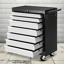 Load image into Gallery viewer, Giantz Tool Chest and Trolley Box Cabinet 7 Drawers Cart Garage Storage Black and Silver