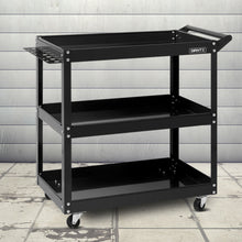 Load image into Gallery viewer, Giantz Tool Cart 3 Tier Parts Steel Trolley Mechanic Storage Organizer Black