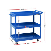 Load image into Gallery viewer, Giantz Tool Cart 3 Tier Parts Steel Trolley Mechanic Storage Organizer Blue