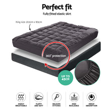 Load image into Gallery viewer, Giselle King Mattress Topper Pillowtop 1000GSM Charcoal Microfibre Bamboo Fibre Filling Protector