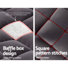 Load image into Gallery viewer, Giselle King Mattress Topper Pillowtop 1000GSM Charcoal Microfibre Bamboo Fibre Filling Protector