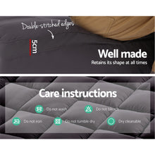 Load image into Gallery viewer, Giselle King Single Mattress Topper Pillowtop 1000GSM Charcoal Microfibre Bamboo Fibre Filling Protector