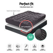 Load image into Gallery viewer, Giselle Queen Mattress Topper Pillowtop 1000GSM Charcoal Microfibre Bamboo Fibre Filling Protector