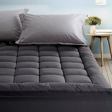 Load image into Gallery viewer, Giselle Single Mattress Topper Pillowtop 1000GSM Charcoal Microfibre Bamboo Fibre Filling Protector