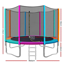 Load image into Gallery viewer, 12FT Trampoline Round Trampolines Kids Safety Net Enclosure Pad Outdoor Gift Multi-coloured