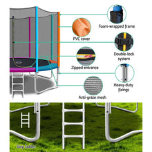 Load image into Gallery viewer, 12FT Trampoline Round Trampolines Kids Safety Net Enclosure Pad Outdoor Gift Multi-coloured