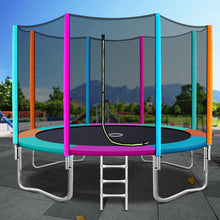 Load image into Gallery viewer, 12FT Trampoline Round Trampolines Kids Safety Net Enclosure Pad Outdoor Gift Multi-coloured