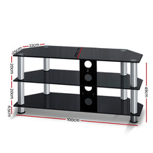 Load image into Gallery viewer, 100cm Smooth Design Temptered Glass 3 Tiers TV Stand Entertainment Unit