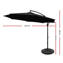 Load image into Gallery viewer, Instahut 3M Umbrella with 48x48cm Base Outdoor Umbrellas Cantilever Sun Beach Garden Patio Black