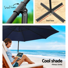 Load image into Gallery viewer, Instahut 3M Umbrella with 50x50cm Base Outdoor Umbrellas Cantilever Sun Stand UV Garden Navy