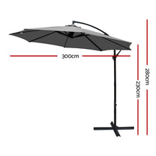 Load image into Gallery viewer, Instahut Outdoor Umbrella 3M Cantilever Beach Garden Patio Charcoal