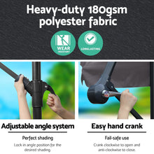 Load image into Gallery viewer, Instahut Outdoor Umbrella 3M Cantilever Beach Garden Patio Charcoal