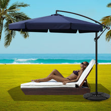 Load image into Gallery viewer, Instahut 3M Umbrella with 48x48cm Base Outdoor Umbrellas Cantilever Sun Beach UV Navy