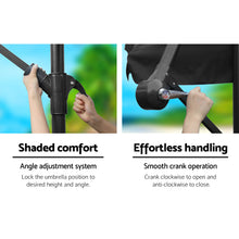 Load image into Gallery viewer, Instahut 3M Umbrella with 50x50cm Base Outdoor Umbrellas Cantilever Patio Sun Beach UV Black