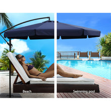 Load image into Gallery viewer, Instahut 3M Umbrella with 50x50cm Base Outdoor Umbrellas Cantilever Patio Sun Beach UV Navy