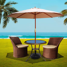 Load image into Gallery viewer, Instahut Outdoor Umbrella Pole Umbrellas 3M with Base Garden Stand Deck Beige