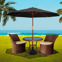 Load image into Gallery viewer, Instahut Outdoor Umbrella 3M with Base Pole Umbrellas Garden Stand Deck Black