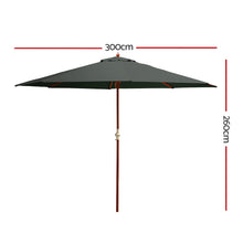 Load image into Gallery viewer, Instahut Outdoor Umbrella 3M Pole Umbrellas Stand Sun Beach Garden Deck Charcoal