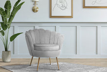 Load image into Gallery viewer, Shell Back Design Accent Retro Single Sofa Velvet Grey Armchair