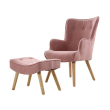 Load image into Gallery viewer, Artiss Armchair Lounge Chair Ottoman Accent Armchairs Sofa Fabric Chairs Pink