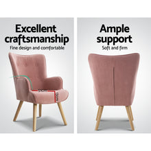 Load image into Gallery viewer, Artiss Armchair Lounge Chair Ottoman Accent Armchairs Sofa Fabric Chairs Pink
