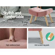 Load image into Gallery viewer, Artiss Armchair Lounge Chair Ottoman Accent Armchairs Sofa Fabric Chairs Pink