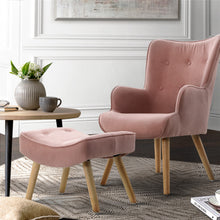 Load image into Gallery viewer, Artiss Armchair Lounge Chair Ottoman Accent Armchairs Sofa Fabric Chairs Pink
