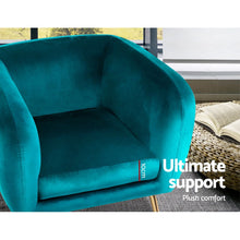 Load image into Gallery viewer, Artiss Armchair Lounge Sofa Arm Chair Accent Chairs Armchairs Couch Velvet Green