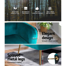 Load image into Gallery viewer, Artiss Armchair Lounge Sofa Arm Chair Accent Chairs Armchairs Couch Velvet Green