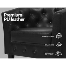 Load image into Gallery viewer, Artiss Armchair Lounge Chair Ottoman Tub Accent Chairs PU Leather Sofa Armchairs Black