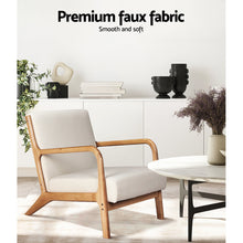Load image into Gallery viewer, Artiss Armchair Lounge Chair Accent Armchairs Couch Sofa Bedroom Beige Wood