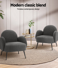 Load image into Gallery viewer, Artiss Armchair Lounge Chair Armchairs Accent Arm Chairs Sherpa Boucle Charcoal