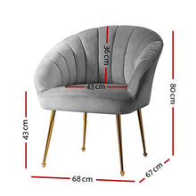 Load image into Gallery viewer, Artiss Armchair Lounge Chair Armchairs Accent Chairs Grey Velvet Sofa Couch
